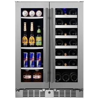 TITAN Transcend 24 in. 64 Can and 20-Bottle Seamless Stainless Steel French Door Dual Zone Built-... | The Home Depot