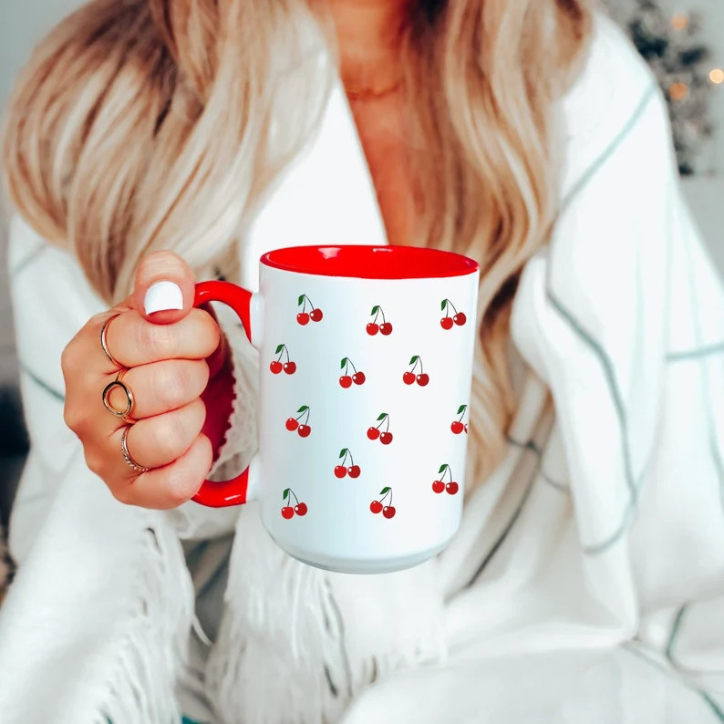 Cherry Mug, Cute Cherry Cup, Cherry Decor, Cottagecore Decor, Red Mugs, Fruit Decor, Cherry Gifts... | Etsy (US)