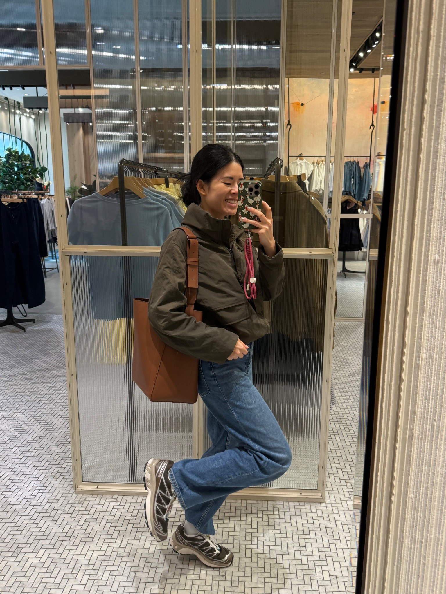 Lulu jacket: sized up a size. Incredible jacket
Jeans: tts. 
Salomon xt6 sneakers. Tts. Maybe I could size down half a size and it’d be ok
Everlane tote. Fits a 15 inch laptopp

#LTKcanada
