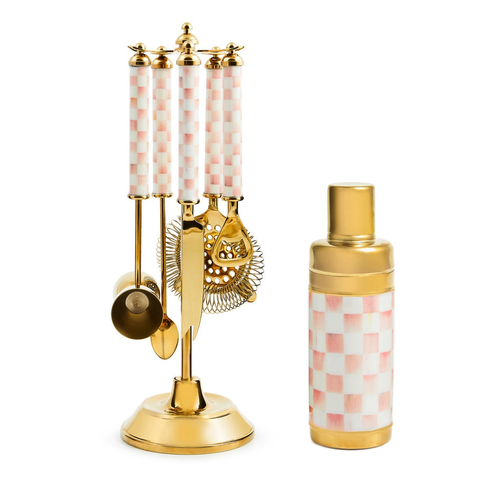 Rosy Check 3260 Gold Cocktail Set | MacKenzie-Childs