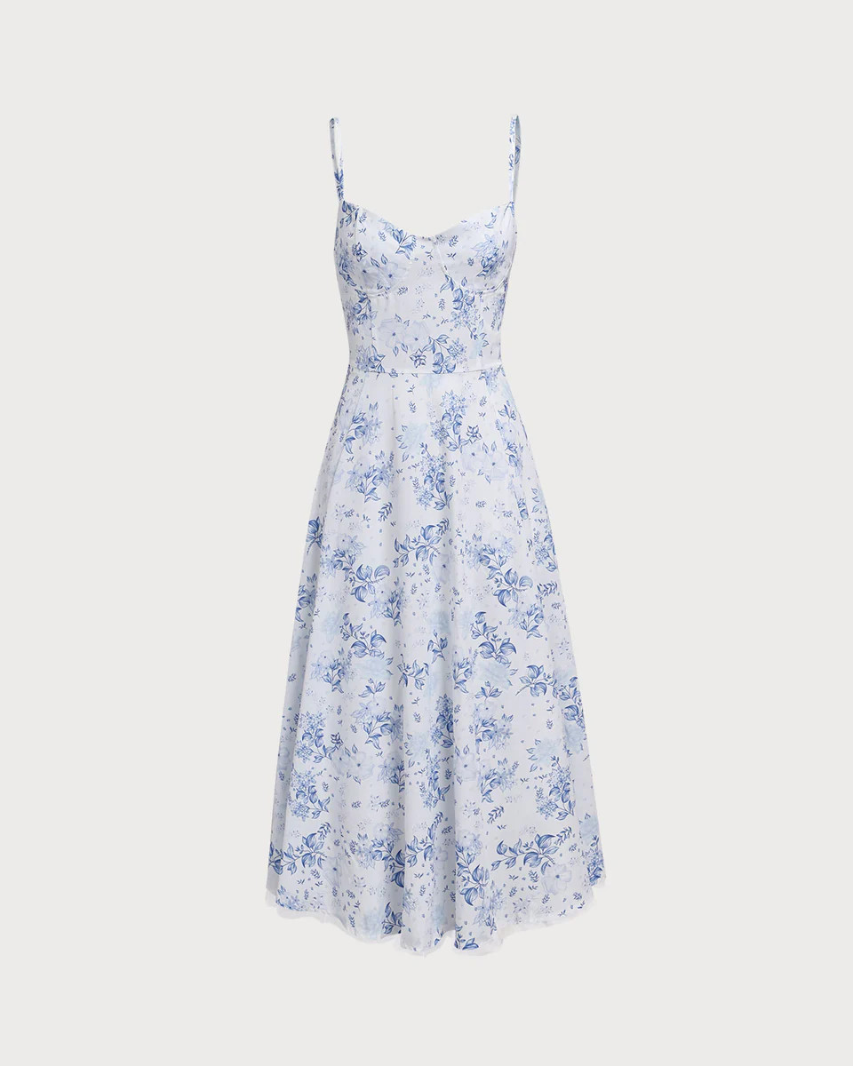 Blue Sweetheart Neck Slip Maxi Dress | rihoas.com