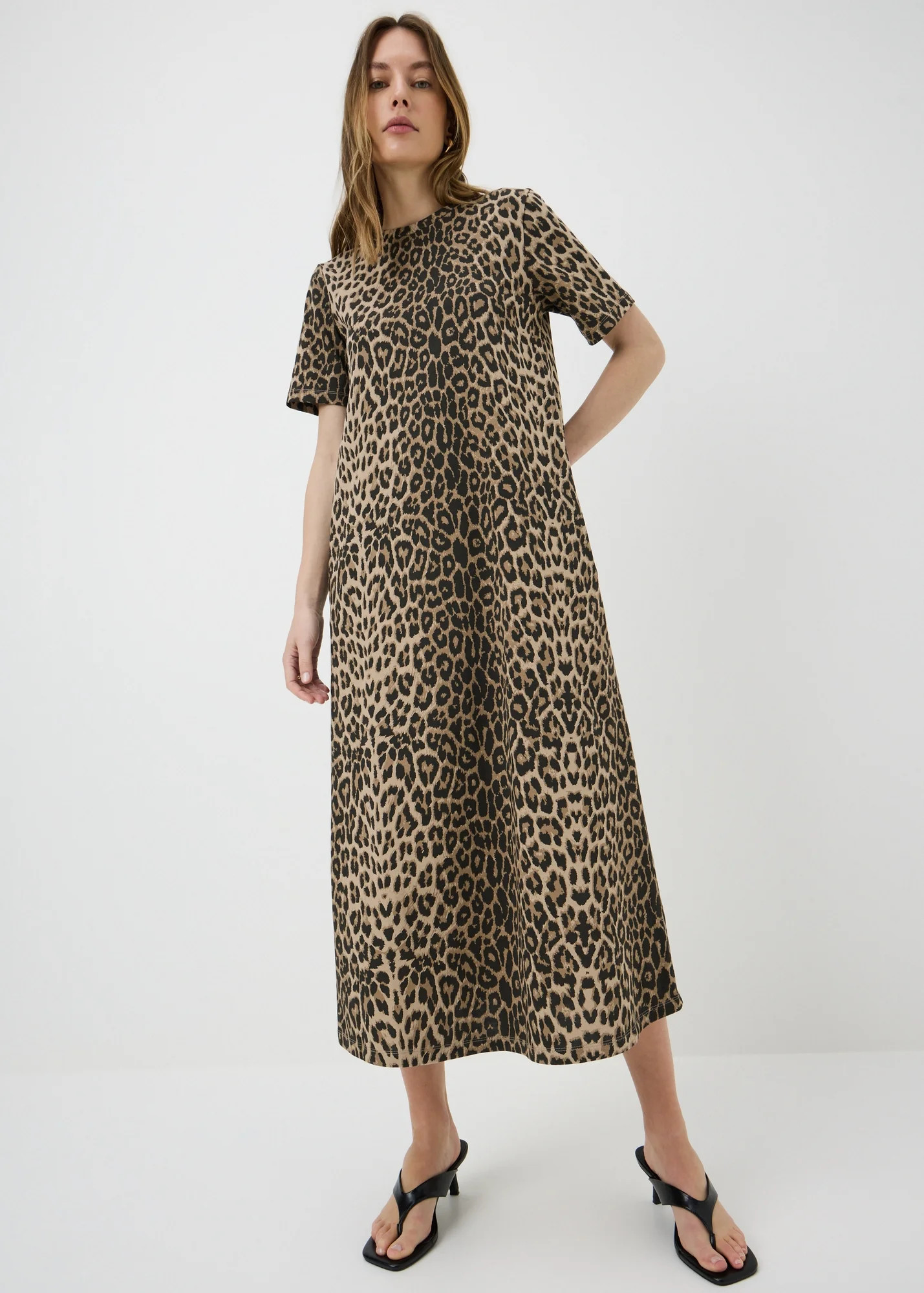 Brown Animal Print Midaxi T-Shirt Dress | Matalan (UK)