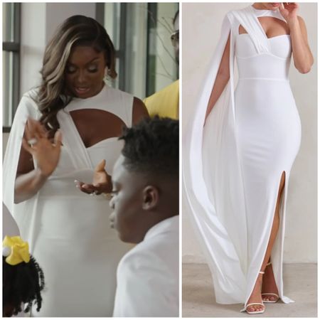 Wendy Osefo’s White Asymmetrical Sash Cutout Dress
