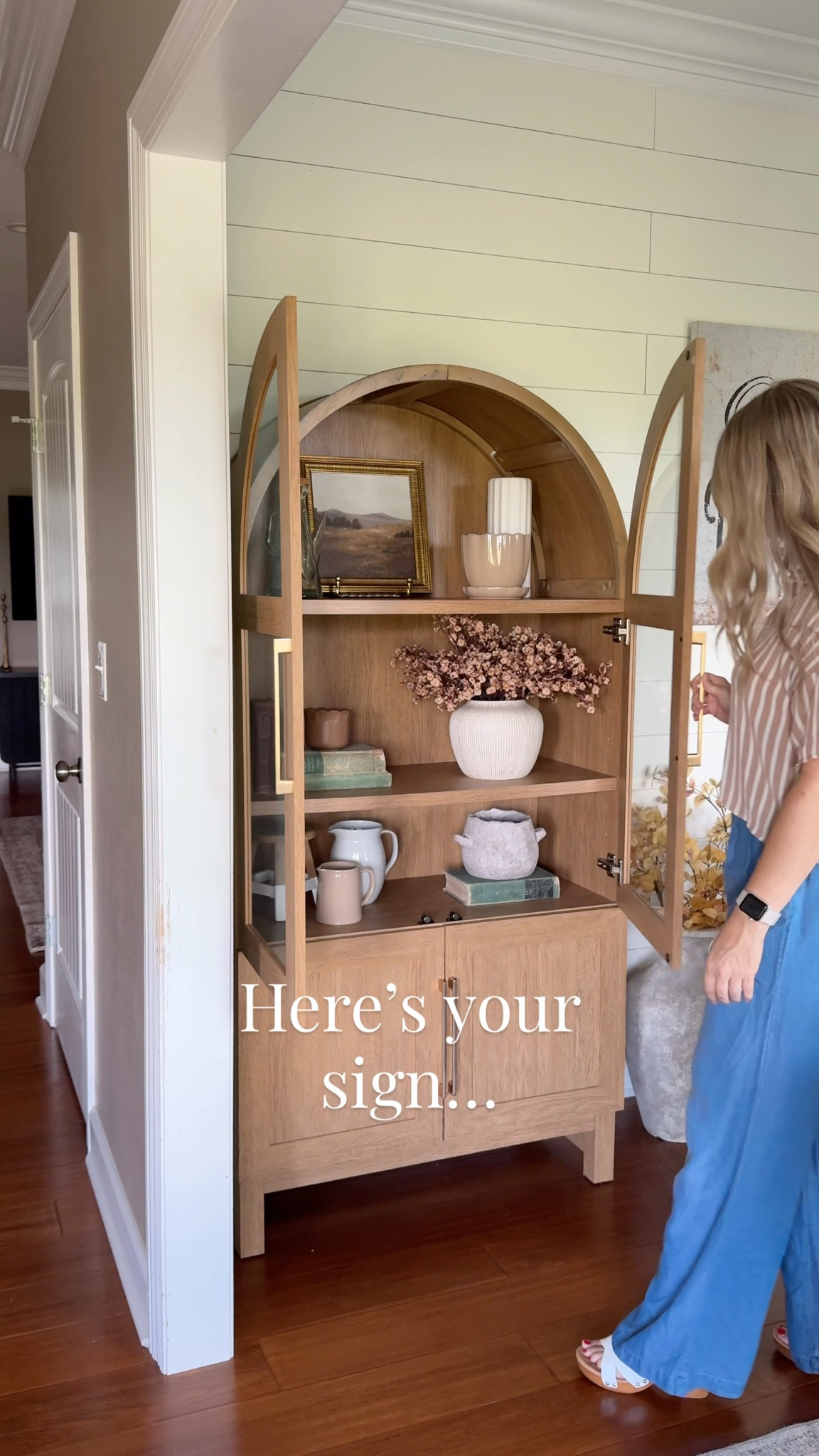 Here’s your sign! 😉 Buy the arch cabinet now so you can decorate it for fall + Christmas! By far my favorite piece to decorate for the holidays. 

#LTKautumn #LTKSeasonal #LTKHome