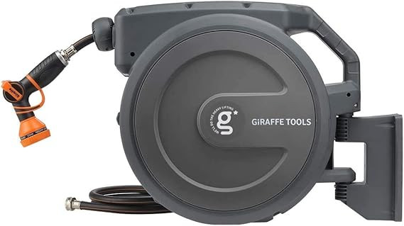 Giraffe Tools Retractable Hose Reel 5/8 inch x 90 ft Wall Mounted Garden Hose Reel Heavy Duty wit... | Amazon (US)