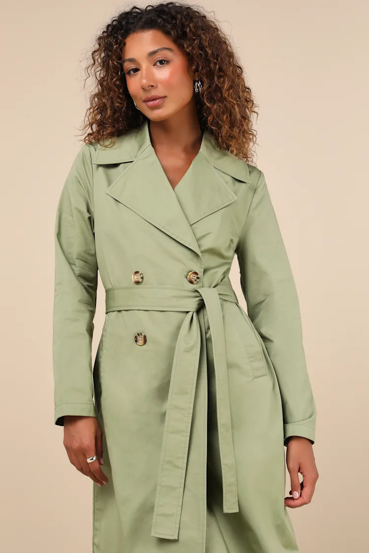 Fave Forecast Olive Green Twill Trench Coat | Lulus