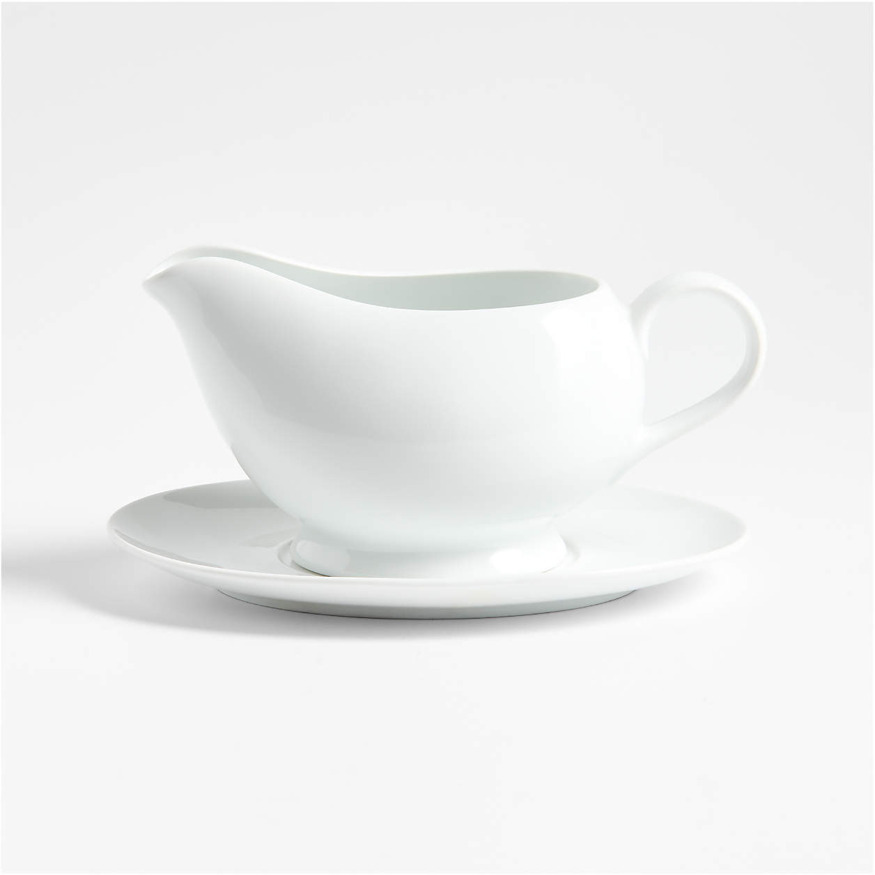 Aspen Porcelain Gravy Boat with Saucer + Reviews | Crate & Barrel | Crate & Barrel