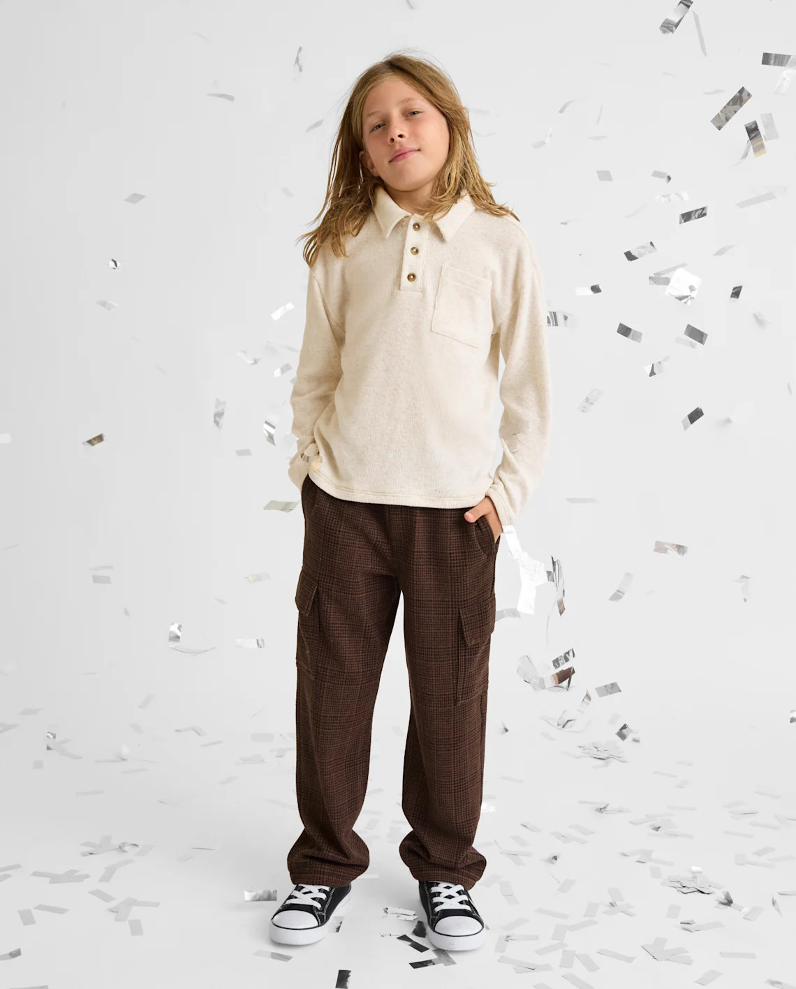 Boys Plaid Luxe Cozy Knit Baggy Cargo Pants - brown | The Children's Place