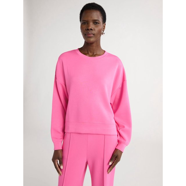 Scoop Women's Ultimate ScubaKnit Cropped Sweatshirt with Drop Sleeves, Size XS-XXL | Walmart (US)