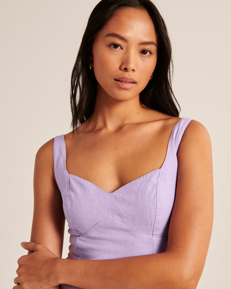 Corset Seamed Linen-Blend Mini Dress | Abercrombie & Fitch (US)