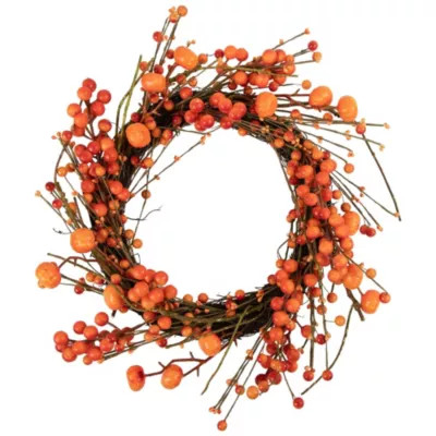 Northlight Red and Orange Berries with Mini Pumpkins Fall Harvest Wreath 20-Inch Unlit | Belk