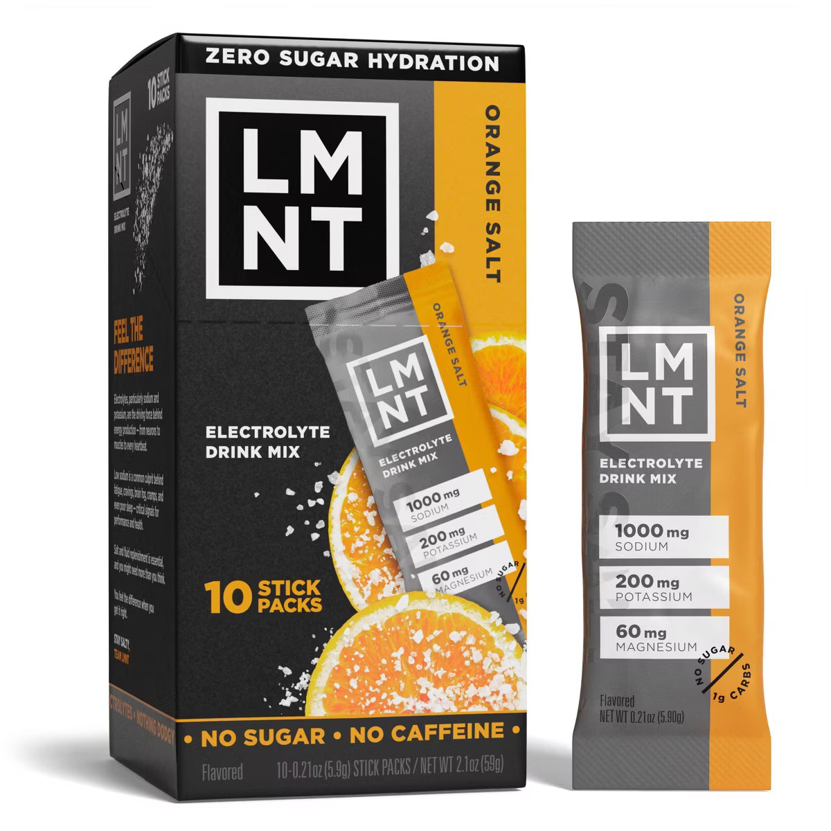 LMNT Zero-Sugar Electrolytes Sports Drink - Orange Salt - 2.1oz/10ct | Target