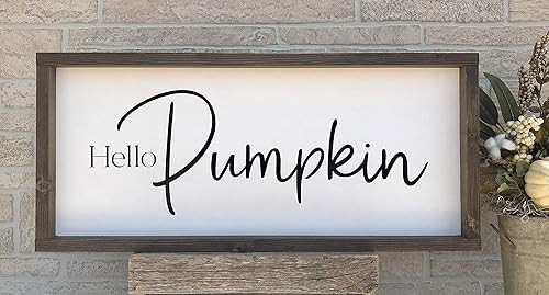Farmhouse Handmade Sign 25x11 inches Hello Pumpkin | Amazon (US)