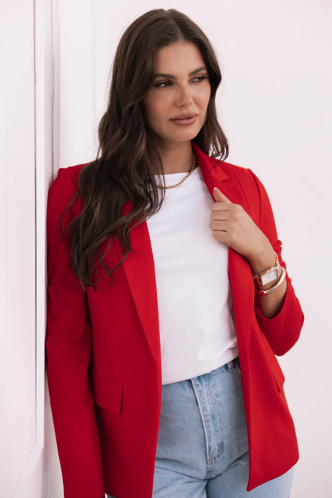 Ronny Open Front Knit Blazer - Scarlet Red | Petal & Pup (US)