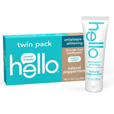hello Antiplaque and Whitening Fluoride-Free Toothpaste , SLS Free and Vegan - 4.7oz/2pk | Target