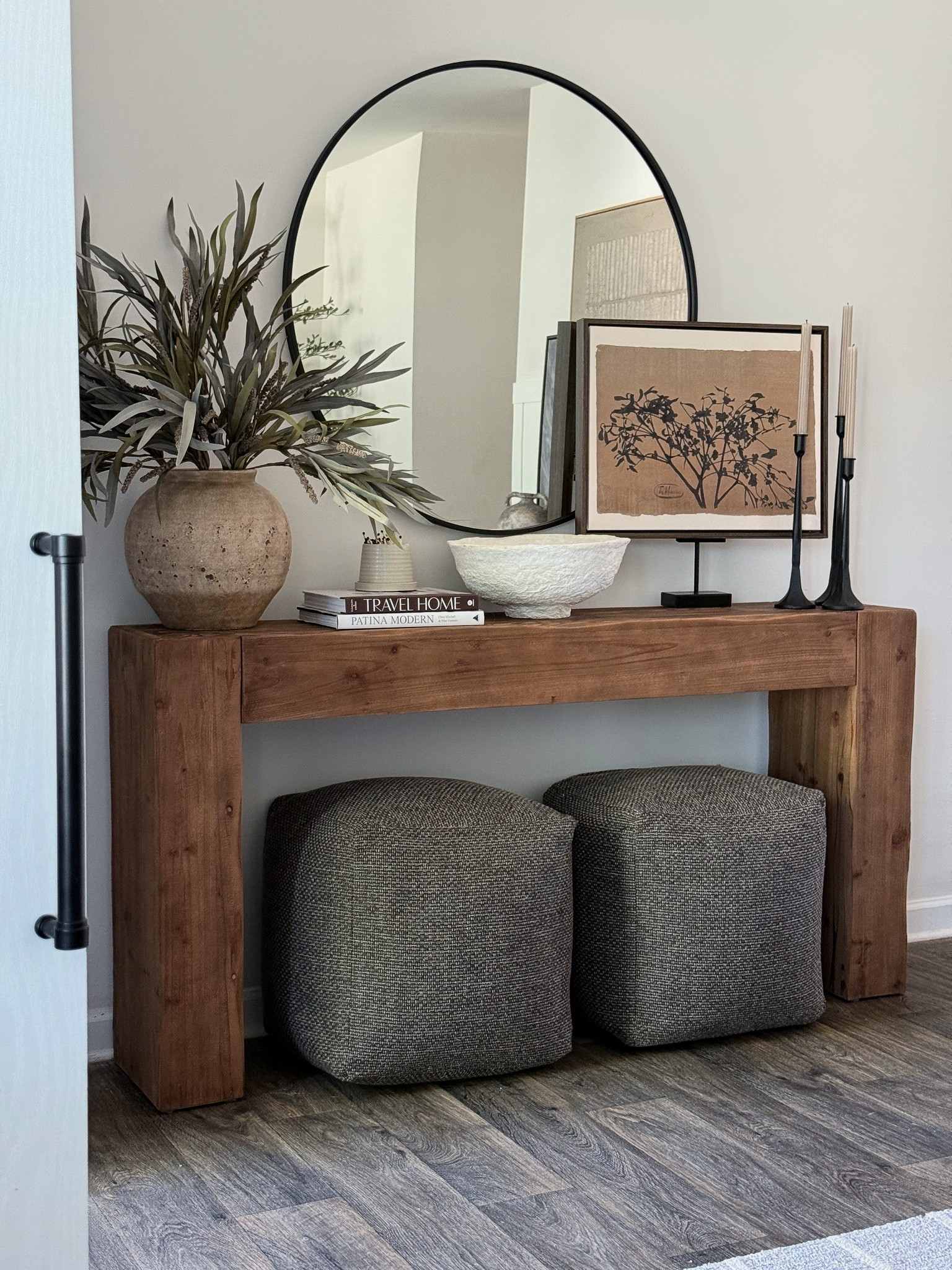 Real wood console table that looks designer, but for a fraction of the price! 
Rustic modern console, console decor, entryway styling

#LTKHome #LTKSaleAlert
