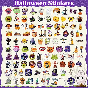 OHOME Halloween Stickers | 100 PCS Halloween Party Favors - Halloween Stickers for Kids - Vinyl H... | Amazon (US)