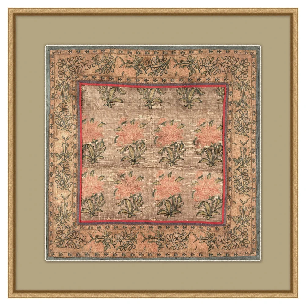 Vela French Country Pink Floral Gold Frame Mixed Media - 28x28 | Kathy Kuo Home