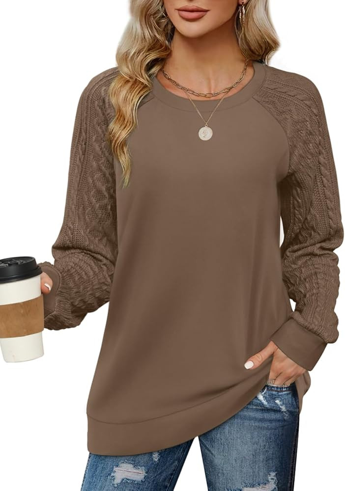Jescakoo Sweatshirts for Women Fall Sweaters Cable Knit Sleeve Shirts Fashion 2024 | Amazon (CA)