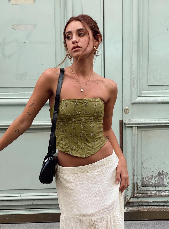 Field Daisies Corset Green | Princess Polly US