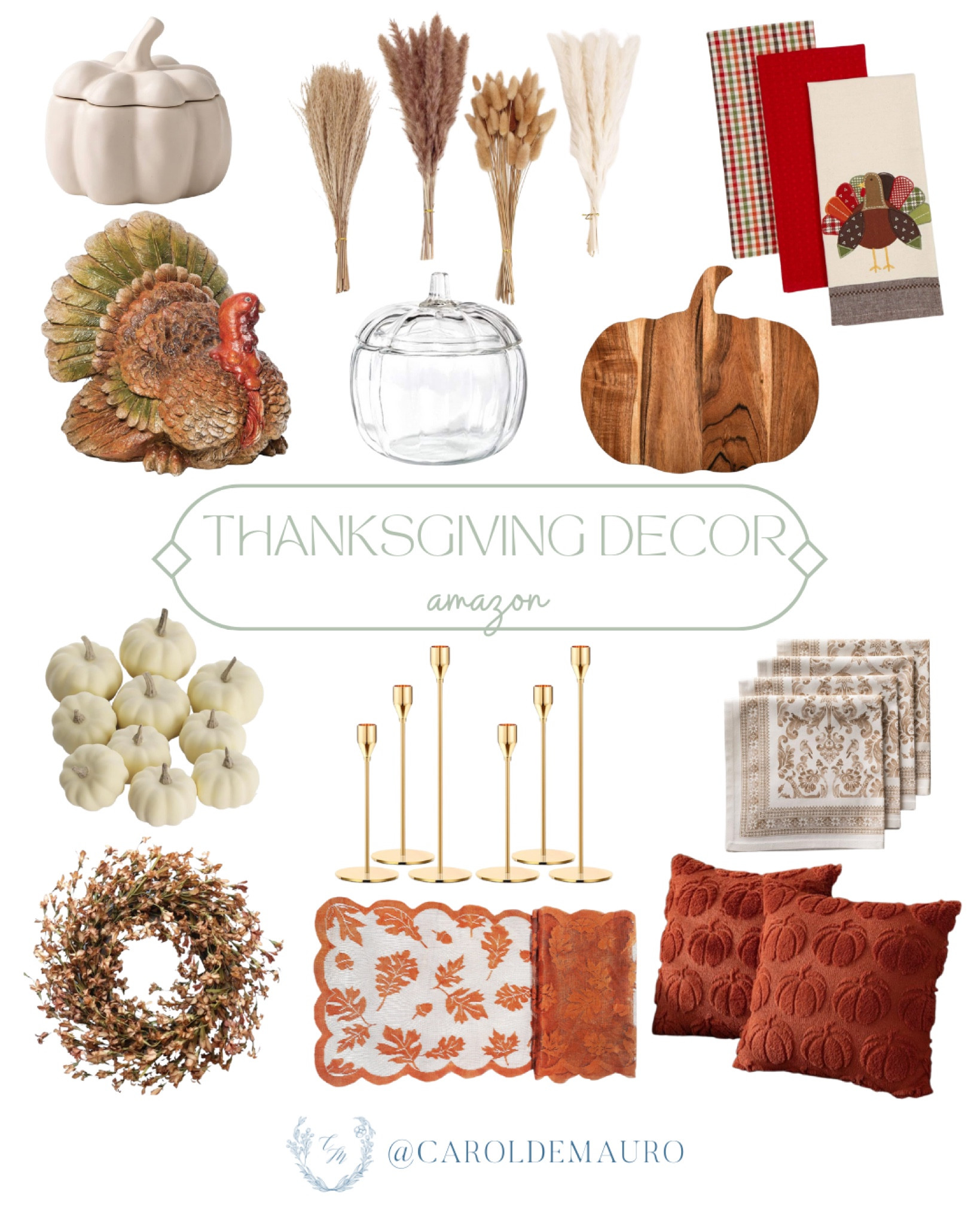 Decorate your home for Thanksgiving with these easy and elegant decor ideas from Amazon! With a few simple addition like a festive wreath, a charming turkey centerpiece, and cozy throw pillows, you can create a warm and inviting space for your celebration.
#autumnvibes #tablescapedecor #fallrefresh #kitchenfinds

#LTKStyleTip #LTKHome #LTKSeasonal