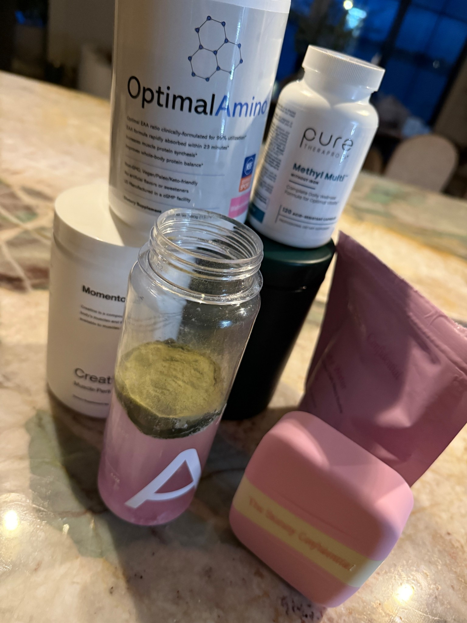 Morning supplements: aminos, creatine, pre/probiotics, methylated multivitamin, beauty water (pearl powder, electrolytes, colostrum) 

#LTKHome
