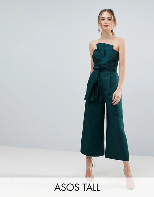 ASOS TALL Jumpsuit in Structured Fabric with Knot and Drape Detail | ASOS US
