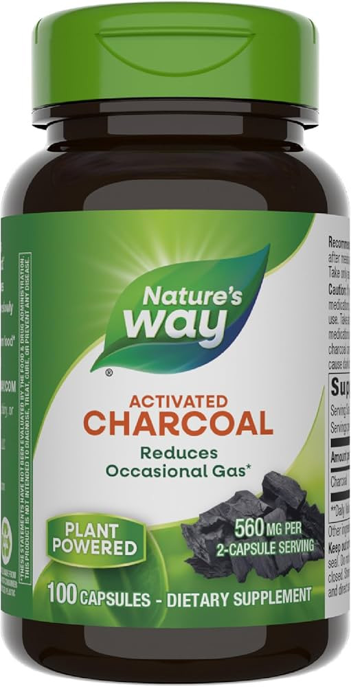 Nature's Way Activated Charcoal, Binds Unwanted Materials and Gas in the Digestive Tract*, 560 mg... | Amazon (US)