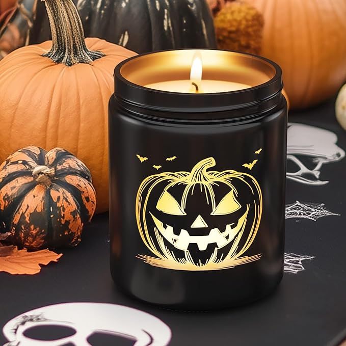 Halloween Candle with LED Pumpkin Face, Halloween Decor Fall Candle with Pumpkin Spice Scent, Pum... | Amazon (US)