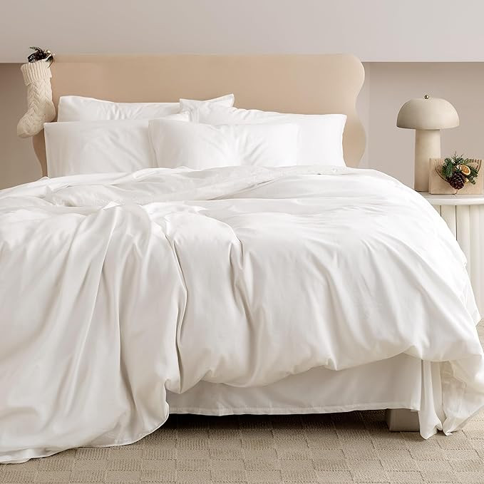 Double Stitch by Bedsure Cotton Tencel Duvet Cover Set - Luxe Duvet Cover Queen Soft, Textured Be... | Amazon (US)