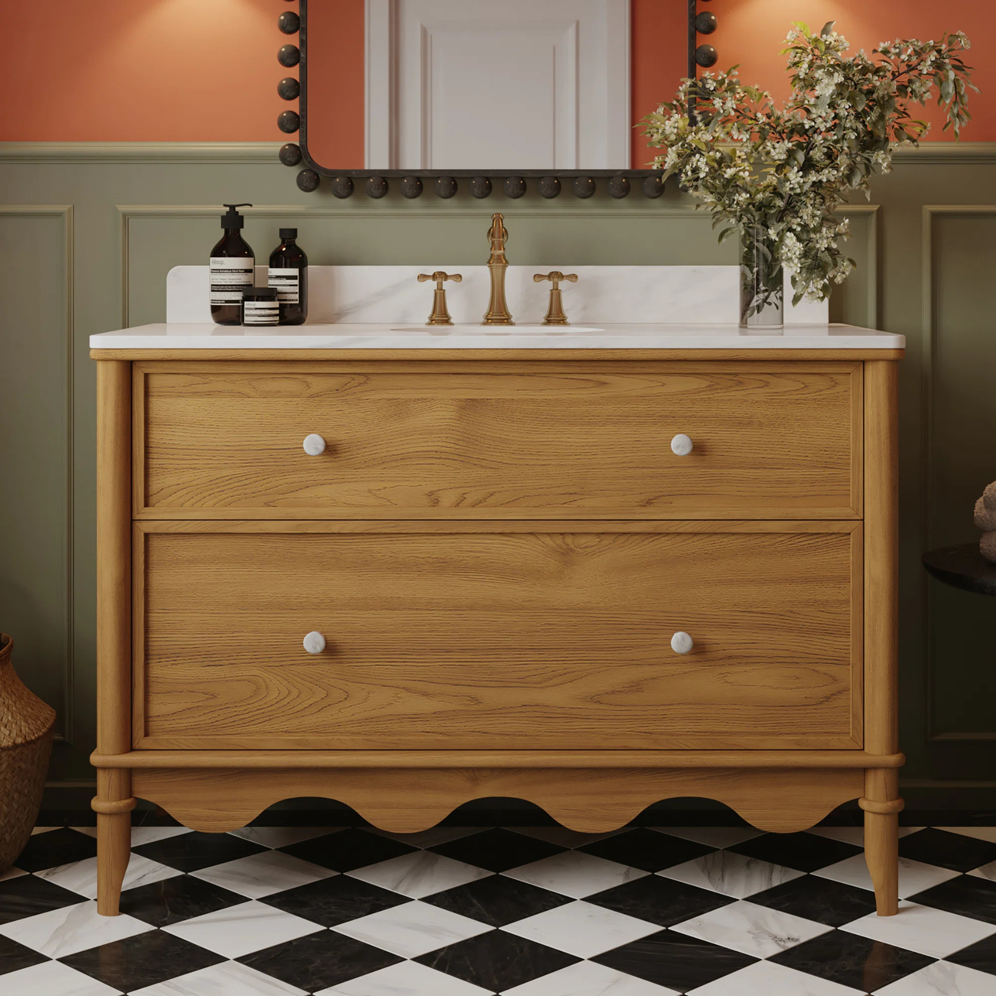 Julliette 48"W Single Sink Bathroom Vanity With Cultured Marble Top | Wayfair North America