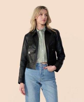 Women's Bomber Leather Jacket | Macy's