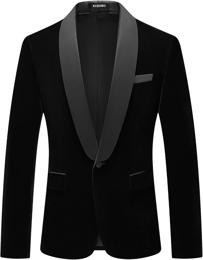 Mens Velvet Blazer Slim Fit Tuxedo Suits Jacket Shawl Collar Solid Jacket Wedding Dinner Prom One... | Amazon (US)