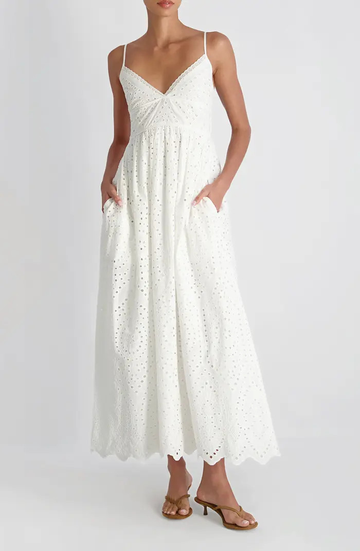 French Connection Trini Eyelet Sleeveless Flared Maxi Dress | Nordstrom | Nordstrom