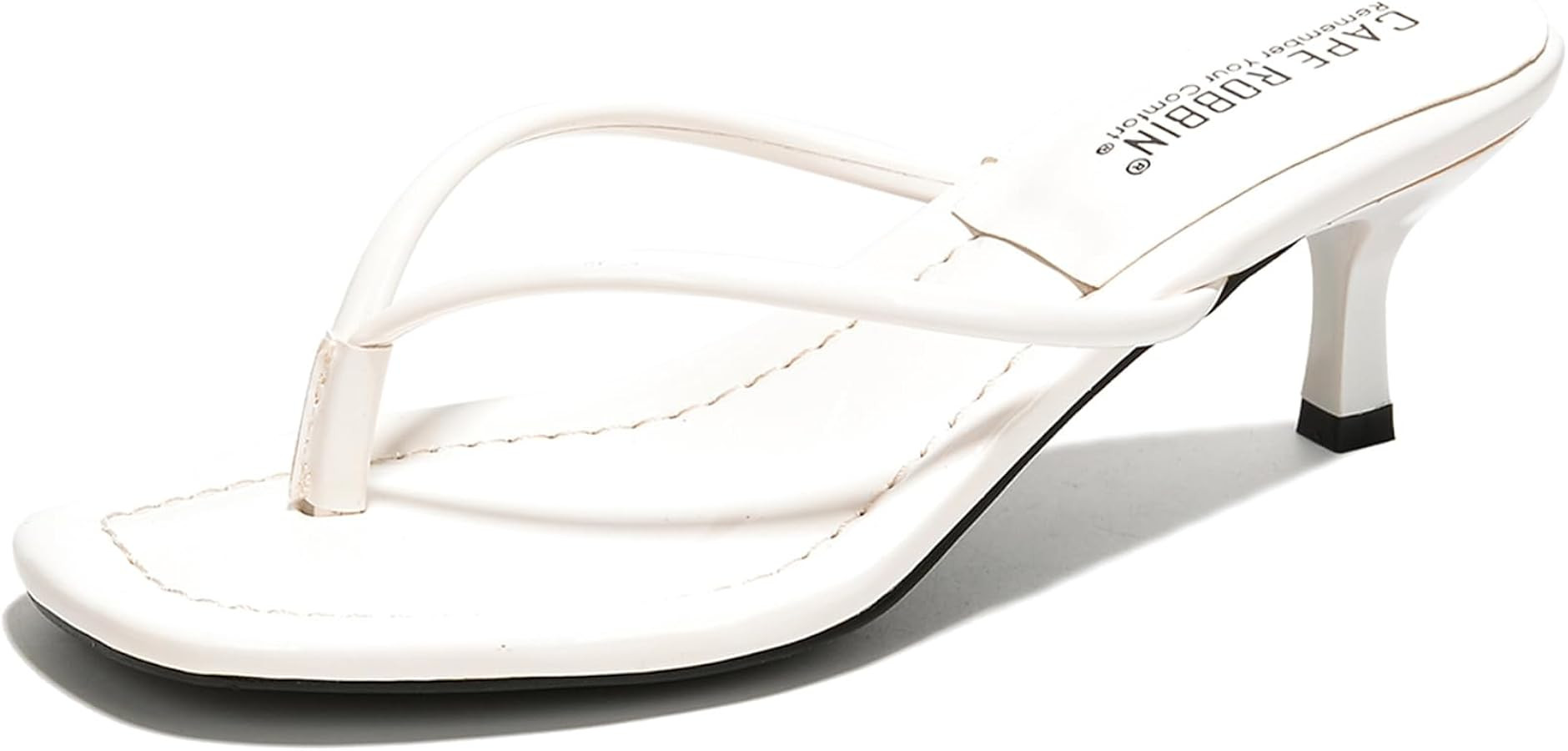 Cape Robbin Tilly Women's Kitten Heel Thong Sandals, Slip On 1.5 inch Heeled Sandals for Women | Amazon (US)