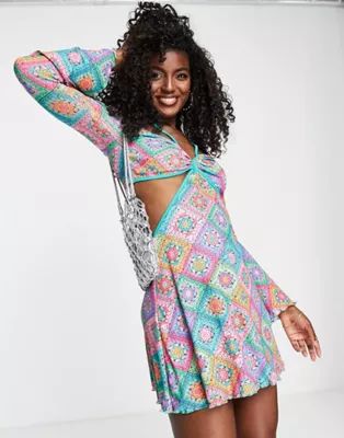 Miss Selfridge crochet print dress | ASOS (Global)