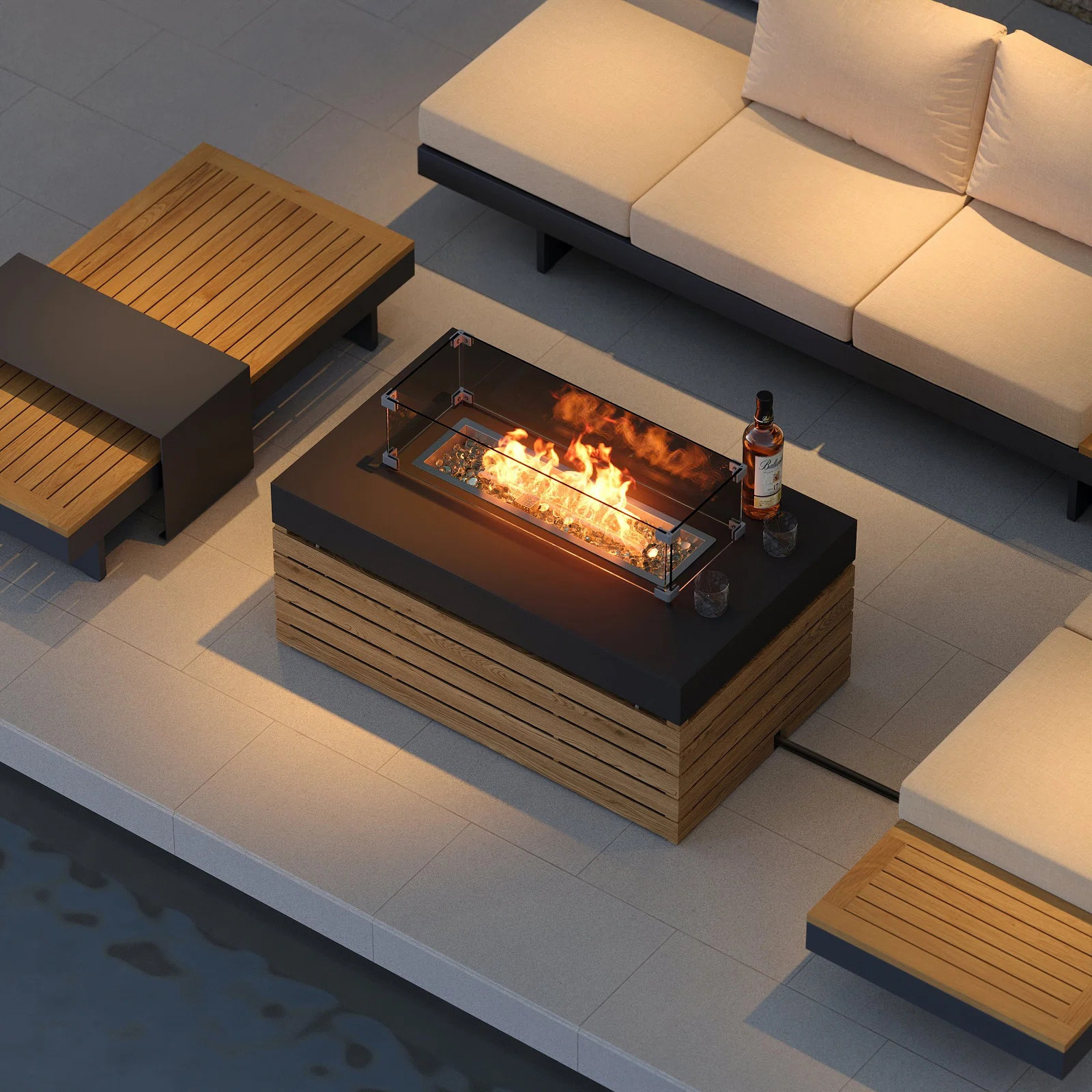 39" Smokeless Fire Pit With Glass Wind Guard For Outdoor Patio | Wayfair North America
