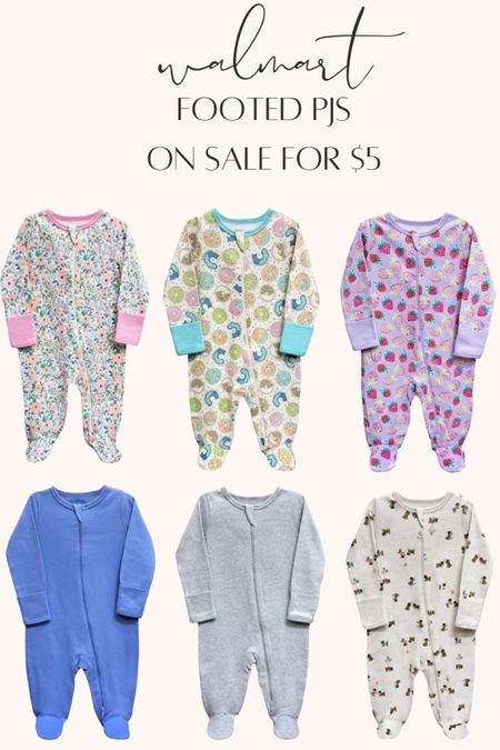 Walmart footed pjs on sale for $5 #baby #pajamas #walmartbaby 

#LTKfindsunder50 #LTKsalealert #LTKbaby