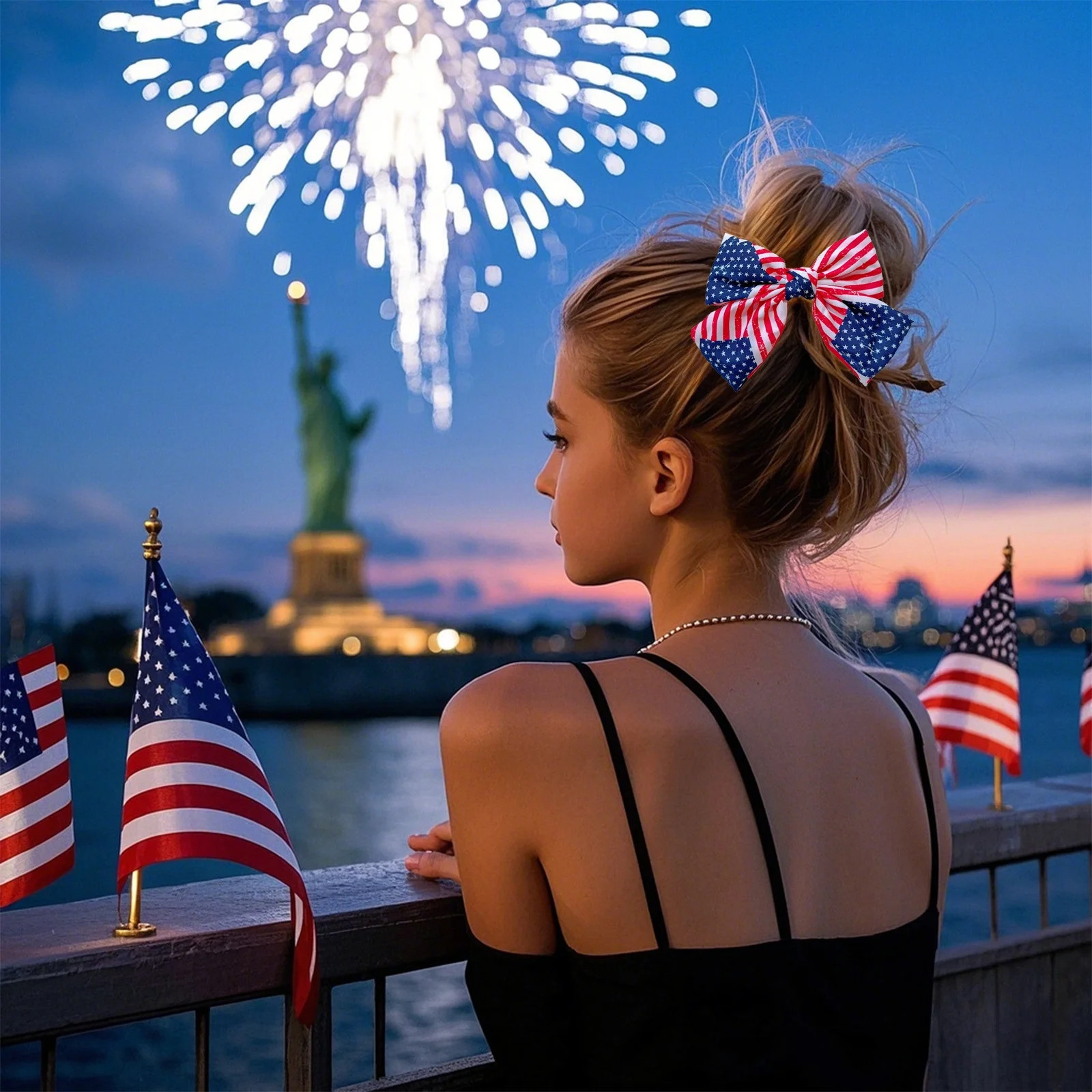 Gpaecead 6th of July Hair Bows for Women,Big Ribbon Bow Hair Clips for Girls, Oversized Long Tail... | Walmart (US)