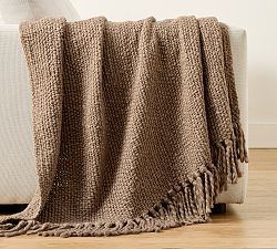 Textured Basketweave Knit Throw | Pottery Barn (US)