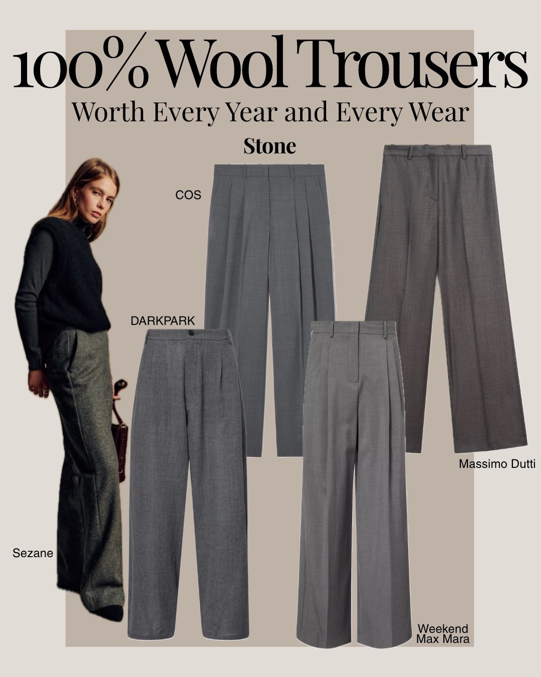 Now I understand why so many of you asked me to help you find real 100% wool trousers. It’s like trying to spot a rare species in Oxford Circus. Everywhere I looked, there was always a wool blend pretending to be the real thing (with 11% wool and 89% plastic)

Sure, if you have £1000 to burn, it’s easy. But I tried to keep the list realistic, so you do not have to choose between paying rent or owning trousers.

It took me a while to hunt them down, but at least I can proudly say I found a few. For the women who actually work, move, walk, commute and still want their trousers to behave 

#LTKwinter #LTKworkwear #LTKautumn