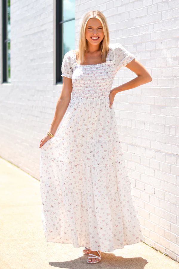 Timeless Blooms Maxi Dress - White Floral | The Impeccable Pig