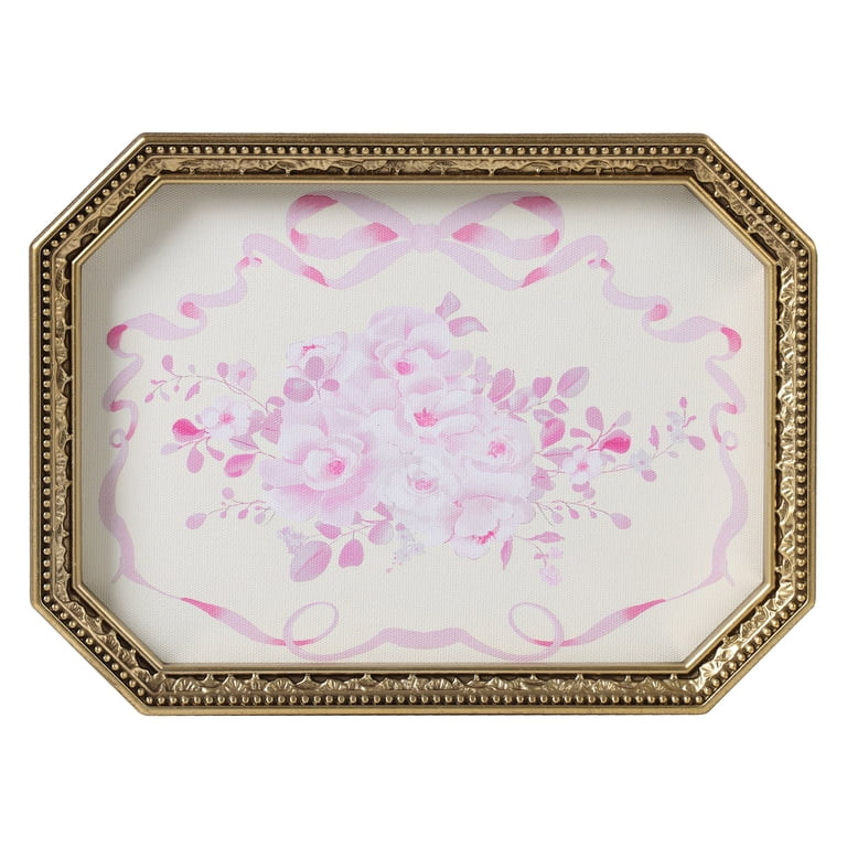 Mainstays Gold Framed Canvas Art with Pink Floral and Bows | Walmart (US)