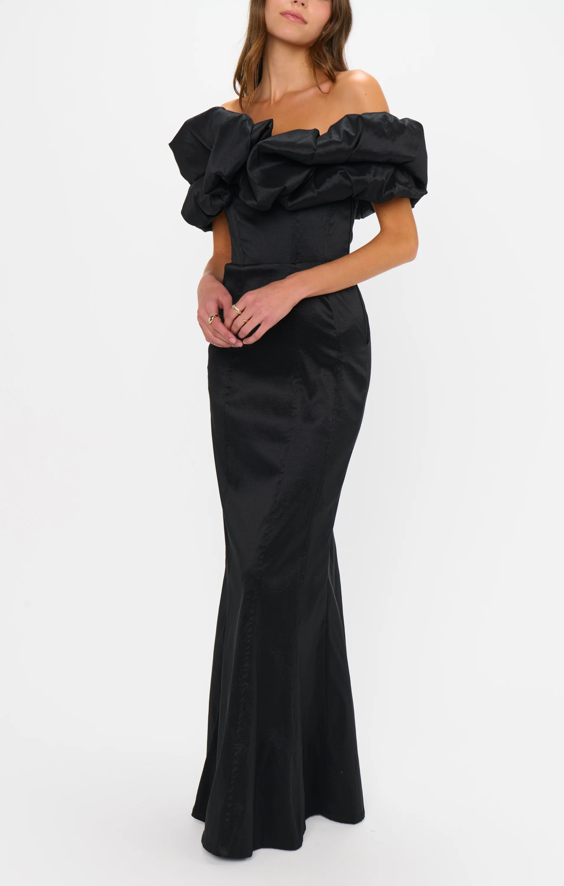 Major Drama Maxi Dress, in Black Taffeta, Size: Small | Show Me Your Mumu | Show Me Your Mumu