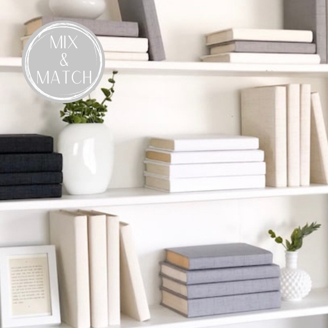 Home Decor, Fabric Covered Decorative Books, White Designer Books for Bookshelf Decor, Book Bundl... | Etsy (US)