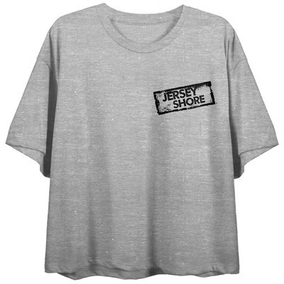 Jersey Shore Princess Women's Gray Heather Crew Neck Short Sleeve Crop Top-Large | Target