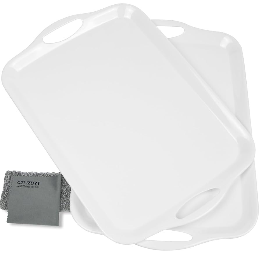 Large Melamine Serving Tray with Handles, 17.5 x 12 in Rectangular Melamine Serving Platter, Dish... | Amazon (US)