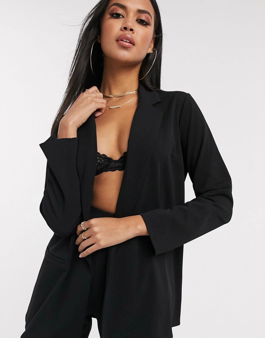 ASOS DESIGN jersey oversized suit blazer-Black | ASOS (Global)