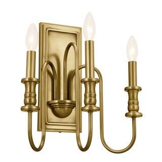 KICHLER Karthe 3-Light Natural Brass Hallway Wall Sconce | The Home Depot