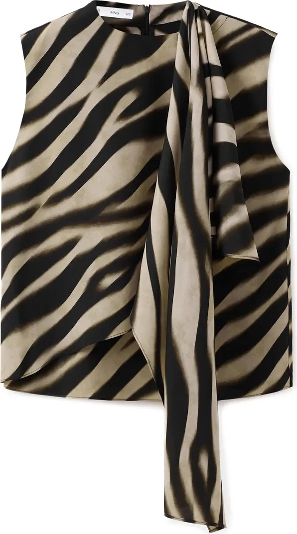 Zebra Stripe Tie Neck Top | Nordstrom